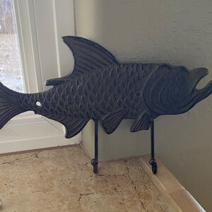 Decorative Black Salmon Fish Sculpture